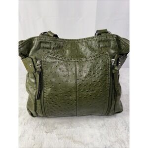 Bueno Green Ostrich Faux Leather Shoulder Bag